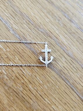 SterlingSilver Anchor Ankle Bracelet with Crystal Accents